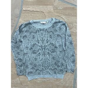 Rebecca Taylor Gray Lightweight Snakeskin Print 3/4 Sleeve Sweater Small S MN